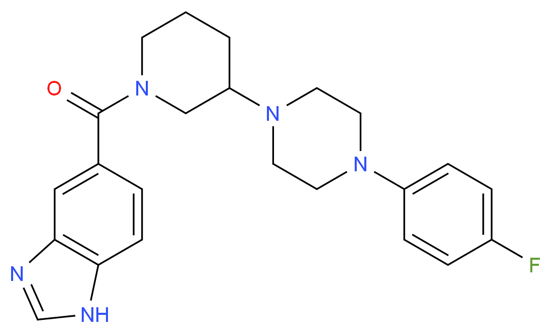 5-({3-[4-(4-fluorophenyl)-1-piperazinyl]-1-piperidinyl}carbonyl)-1H-benzimidazole_分子结构_CAS_)