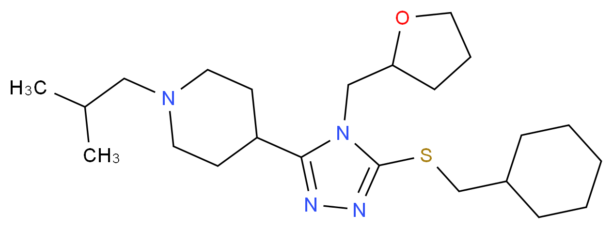 4-[5-[(cyclohexylmethyl)thio]-4-(tetrahydro-2-furanylmethyl)-4H-1,2,4-triazol-3-yl]-1-isobutylpiperidine_分子结构_CAS_)