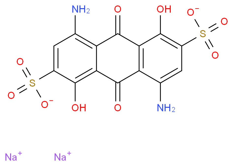 disodium 4,8-diamino-1,5-dihydroxy-9,10-dioxo-9,10-dihydroanthracene-2,6-disulfonate_分子结构_CAS_2861-02-1