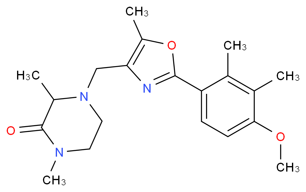 4-{[2-(4-methoxy-2,3-dimethylphenyl)-5-methyl-1,3-oxazol-4-yl]methyl}-1,3-dimethylpiperazin-2-one_分子结构_CAS_)