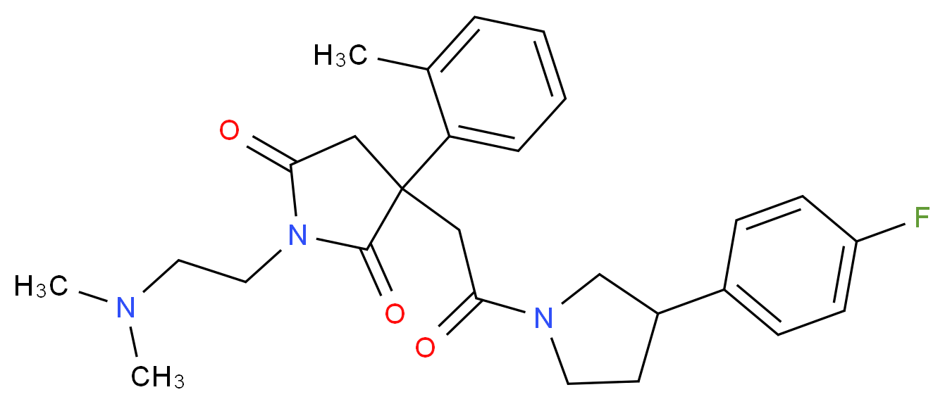 1-[2-(dimethylamino)ethyl]-3-{2-[3-(4-fluorophenyl)-1-pyrrolidinyl]-2-oxoethyl}-3-(2-methylphenyl)-2,5-pyrrolidinedione_分子结构_CAS_)