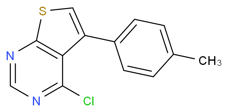 4-chloro-5-(4-methylphenyl)thieno[2,3-d]pyrimidine_分子结构_CAS_374104-63-9