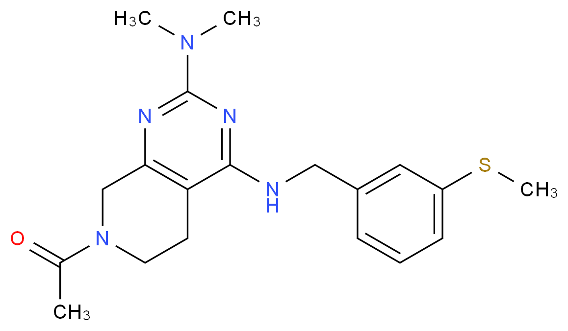 7-acetyl-N~2~,N~2~-dimethyl-N~4~-[3-(methylthio)benzyl]-5,6,7,8-tetrahydropyrido[3,4-d]pyrimidine-2,4-diamine_分子结构_CAS_)