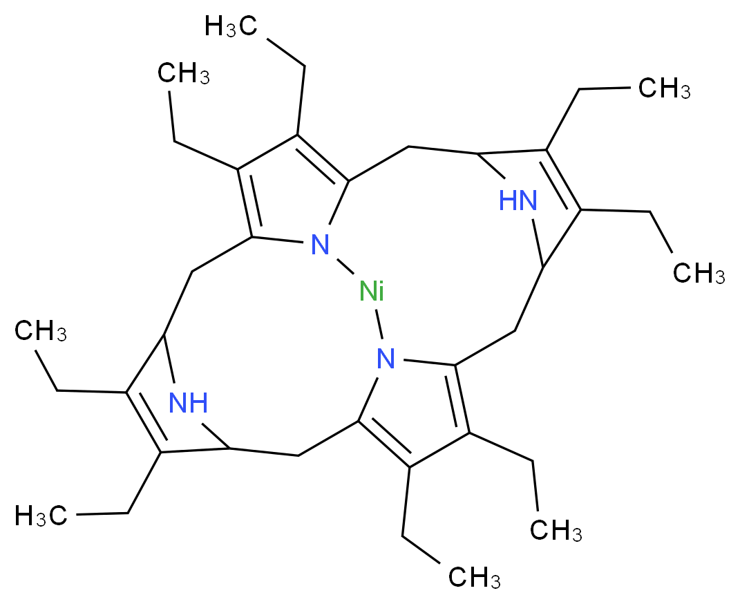 4,5,9,10,14,15,19,20-octaethyl-21,23,24,25-tetraaza-22-nickelahexacyclo[9.9.3.1<sup>3</sup>,<sup>6</sup>.1<sup>1</sup><sup>3</sup>,<sup>1</sup><sup>6</sup>.0<sup>8</sup>,<sup>2</sup><sup>3</sup>.0<sup>1</sup><sup>8</sup>,<sup>2</sup><sup>1</sup>]pentacosa-1(20),4,8,10,14,18-hexaene_分子结构_CAS_24803-99-4