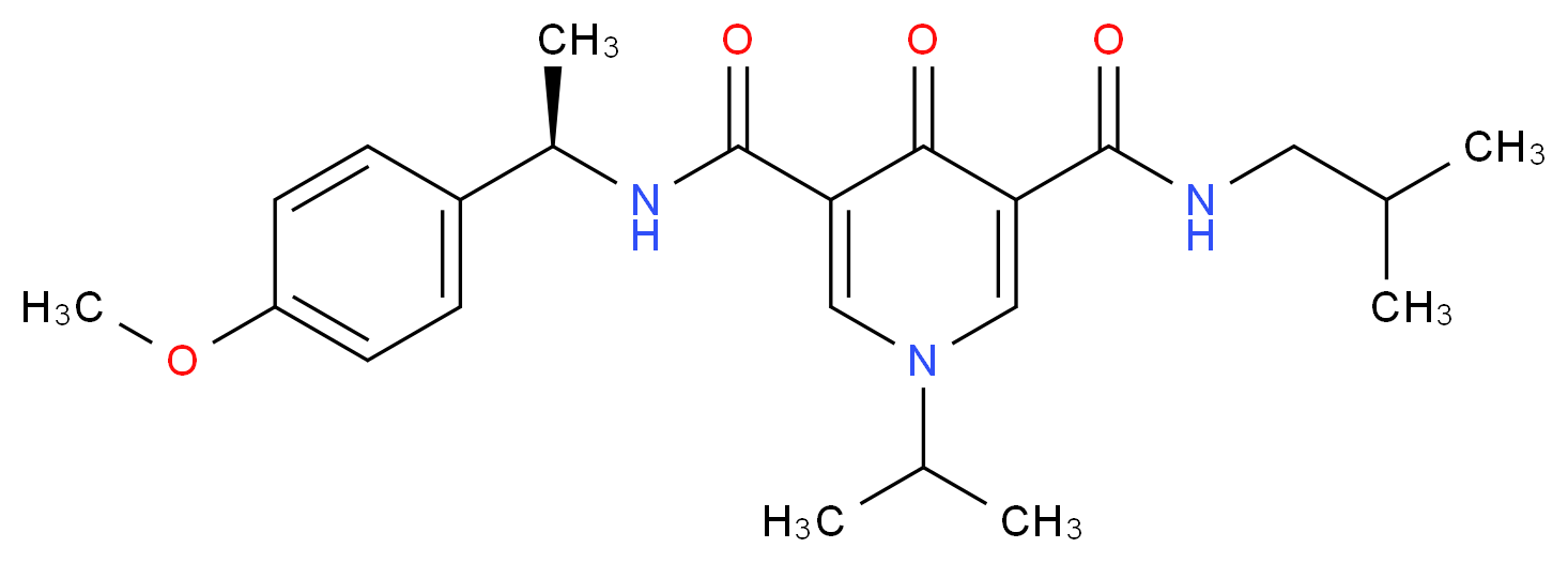 N-isobutyl-1-isopropyl-N'-[(1R)-1-(4-methoxyphenyl)ethyl]-4-oxo-1,4-dihydro-3,5-pyridinedicarboxamide_分子结构_CAS_)