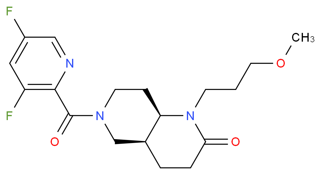 (4aS*,8aR*)-6-[(3,5-difluoropyridin-2-yl)carbonyl]-1-(3-methoxypropyl)octahydro-1,6-naphthyridin-2(1H)-one_分子结构_CAS_)