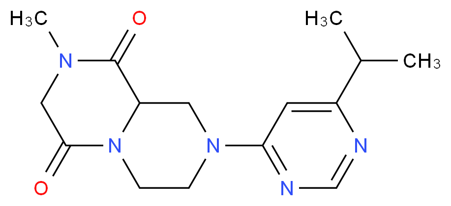 8-(6-isopropylpyrimidin-4-yl)-2-methyltetrahydro-2H-pyrazino[1,2-a]pyrazine-1,4(3H,6H)-dione_分子结构_CAS_)