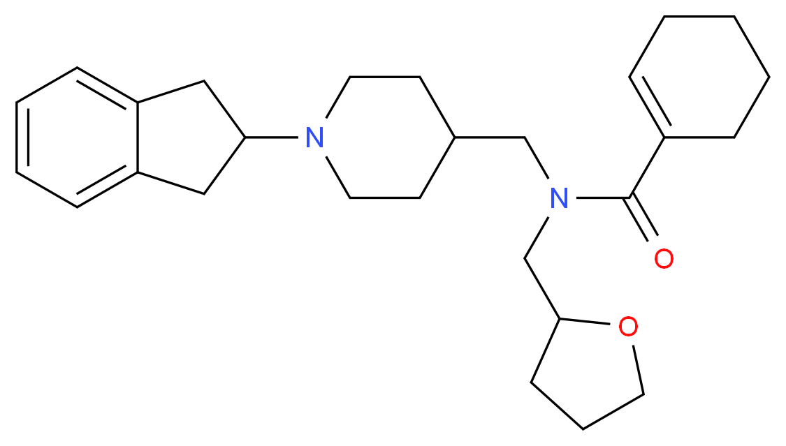 N-{[1-(2,3-dihydro-1H-inden-2-yl)-4-piperidinyl]methyl}-N-(tetrahydro-2-furanylmethyl)-1-cyclohexene-1-carboxamide_分子结构_CAS_)