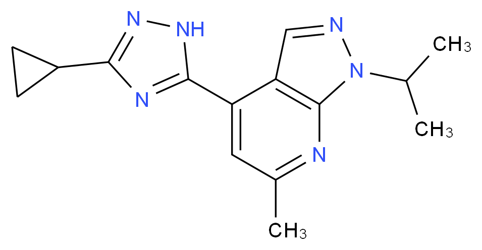 4-(3-cyclopropyl-1H-1,2,4-triazol-5-yl)-1-isopropyl-6-methyl-1H-pyrazolo[3,4-b]pyridine_分子结构_CAS_)