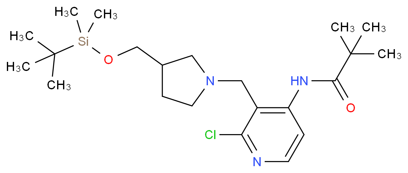 N-(3-((3-((tert-Butyldimethylsilyloxy)methyl)pyrrolidin-1-yl)methyl)-2-chloropyridin-4-yl)pivalamide_分子结构_CAS_1186310-83-7)