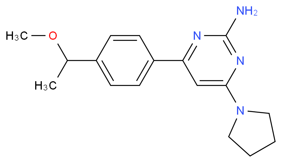 4-[4-(1-methoxyethyl)phenyl]-6-pyrrolidin-1-ylpyrimidin-2-amine_分子结构_CAS_)