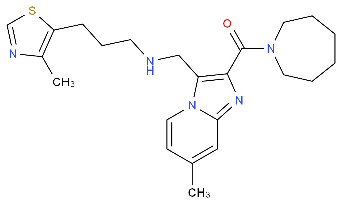 N-{[2-(1-azepanylcarbonyl)-7-methylimidazo[1,2-a]pyridin-3-yl]methyl}-3-(4-methyl-1,3-thiazol-5-yl)-1-propanamine_分子结构_CAS_)