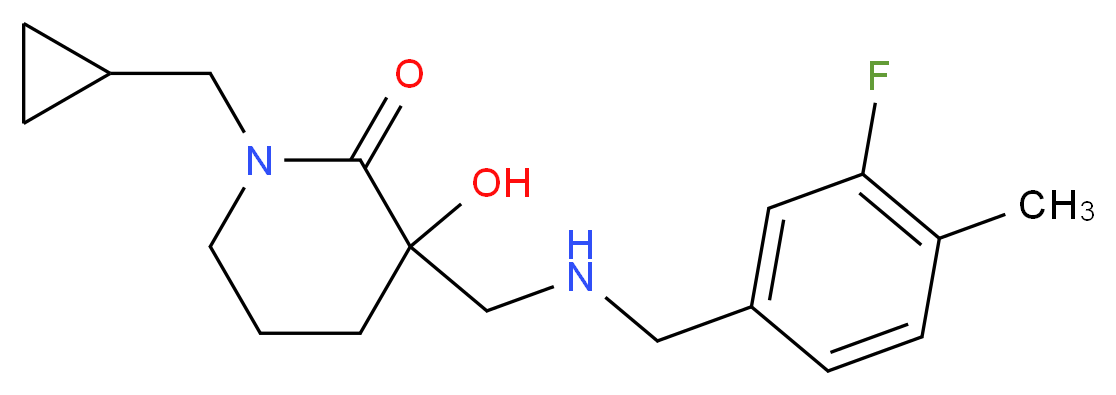1-(cyclopropylmethyl)-3-{[(3-fluoro-4-methylbenzyl)amino]methyl}-3-hydroxy-2-piperidinone_分子结构_CAS_)
