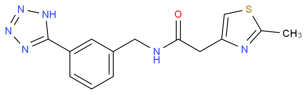 2-(2-methyl-1,3-thiazol-4-yl)-N-[3-(1H-tetrazol-5-yl)benzyl]acetamide_分子结构_CAS_)