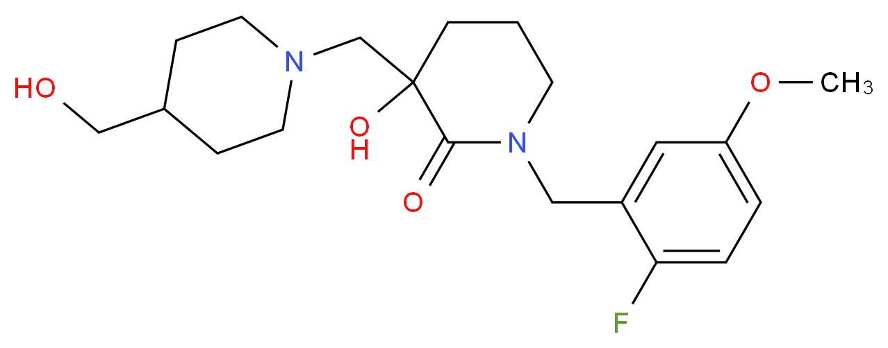 1-(2-fluoro-5-methoxybenzyl)-3-hydroxy-3-{[4-(hydroxymethyl)piperidin-1-yl]methyl}piperidin-2-one_分子结构_CAS_)