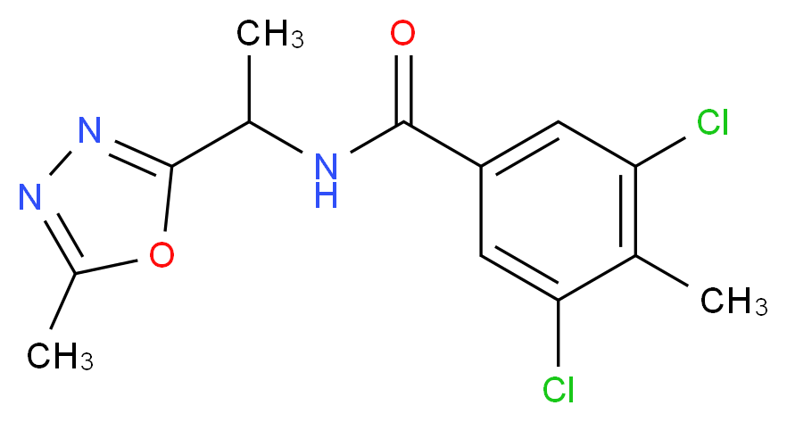 3,5-dichloro-4-methyl-N-[1-(5-methyl-1,3,4-oxadiazol-2-yl)ethyl]benzamide_分子结构_CAS_)
