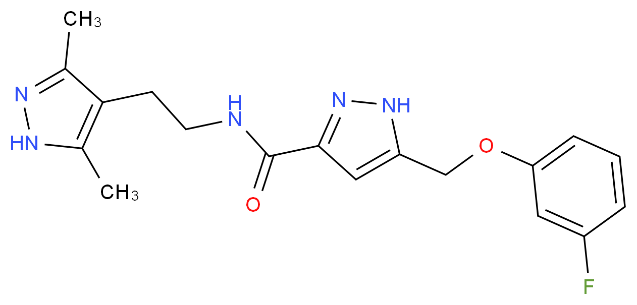N-[2-(3,5-dimethyl-1H-pyrazol-4-yl)ethyl]-5-[(3-fluorophenoxy)methyl]-1H-pyrazole-3-carboxamide_分子结构_CAS_)