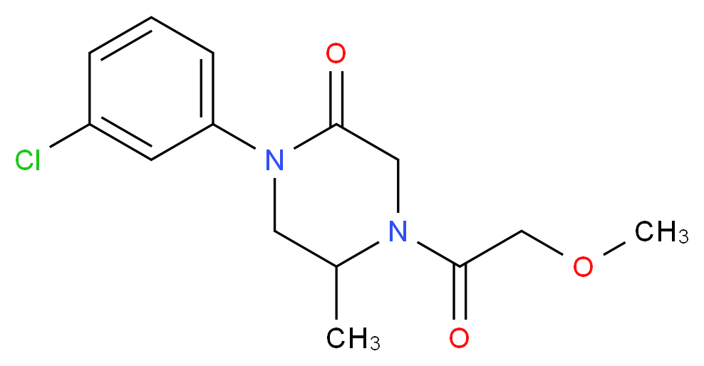 1-(3-chlorophenyl)-4-(methoxyacetyl)-5-methyl-2-piperazinone_分子结构_CAS_)