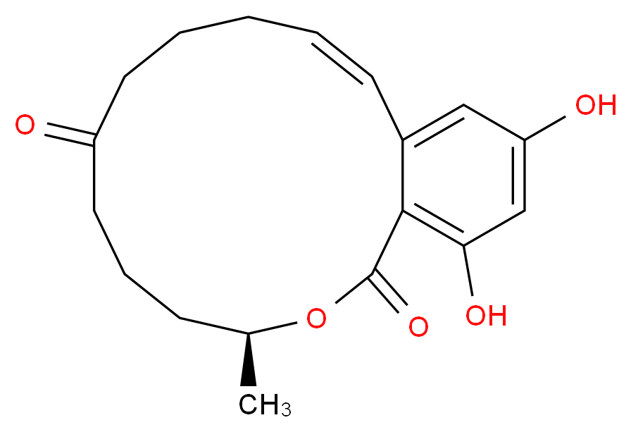 (3S)-14,16-dihydroxy-3-methyl-3,4,5,6,7,8,9,10-octahydro-1H-2-benzoxacyclotetradecine-1,7-dione_分子结构_CAS_17924-92-4