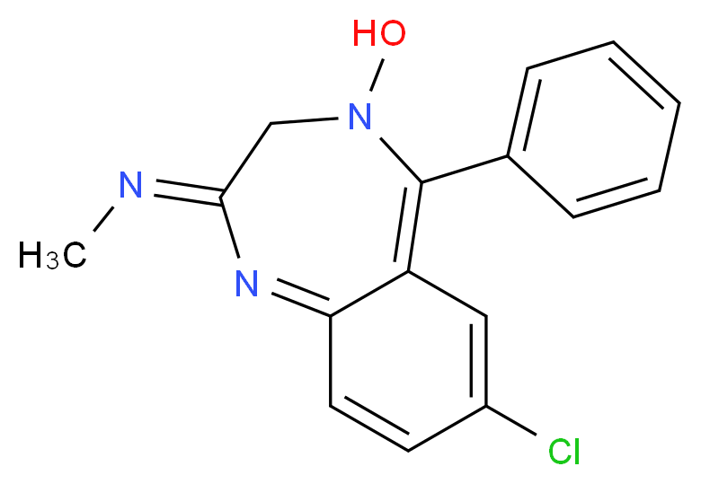 (2Z)-7-chloro-2-(methylimino)-5-phenyl-3,4-dihydro-2H-1,4-benzodiazepin-4-ol_分子结构_CAS_58-25-3