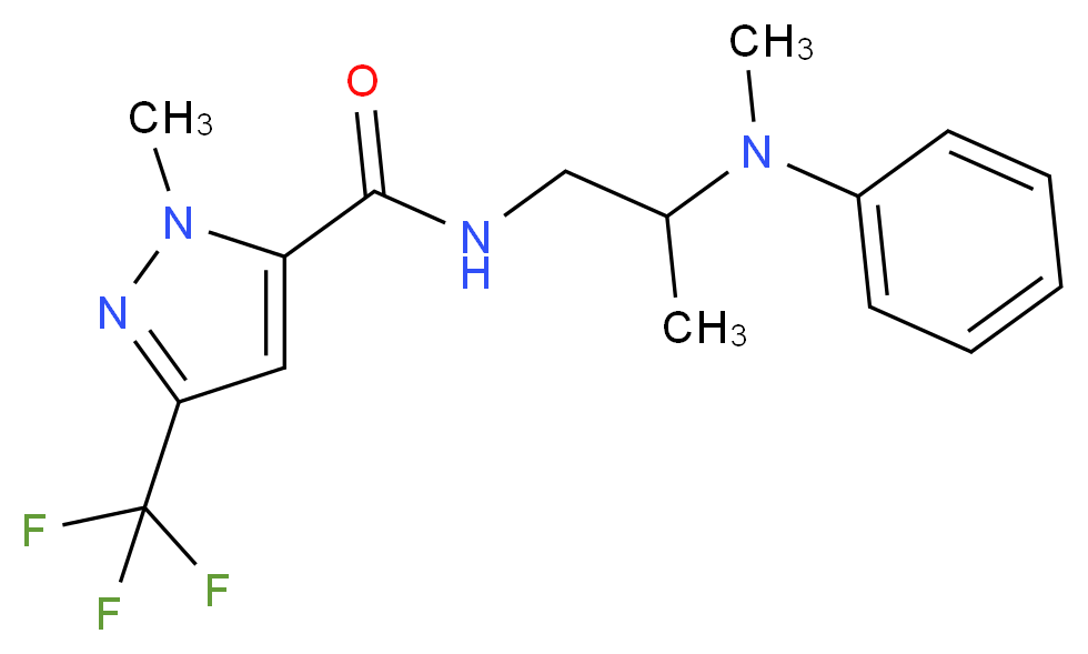 1-methyl-N-{2-[methyl(phenyl)amino]propyl}-3-(trifluoromethyl)-1H-pyrazole-5-carboxamide_分子结构_CAS_)
