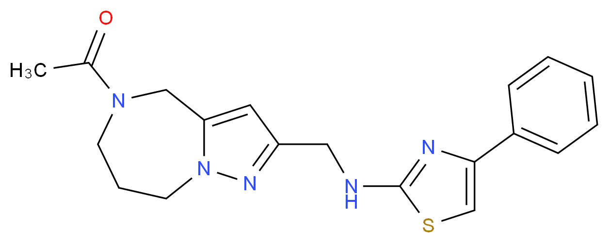N-[(5-acetyl-5,6,7,8-tetrahydro-4H-pyrazolo[1,5-a][1,4]diazepin-2-yl)methyl]-4-phenyl-1,3-thiazol-2-amine_分子结构_CAS_)