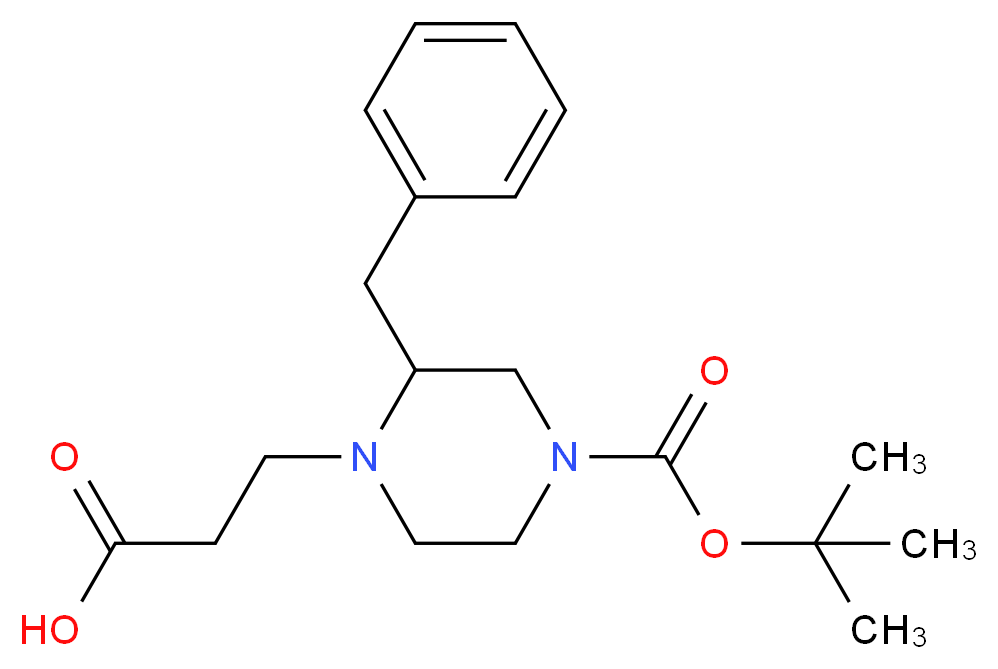 3-{2-benzyl-4-[(tert-butoxy)carbonyl]piperazin-1-yl}propanoic acid_分子结构_CAS_1060814-19-8