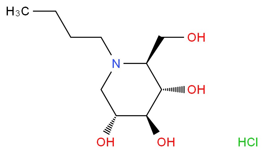 (2S,3S,4S,5R)-1-butyl-2-(hydroxymethyl)piperidine-3,4,5-triol hydrochloride_分子结构_CAS_210110-90-0