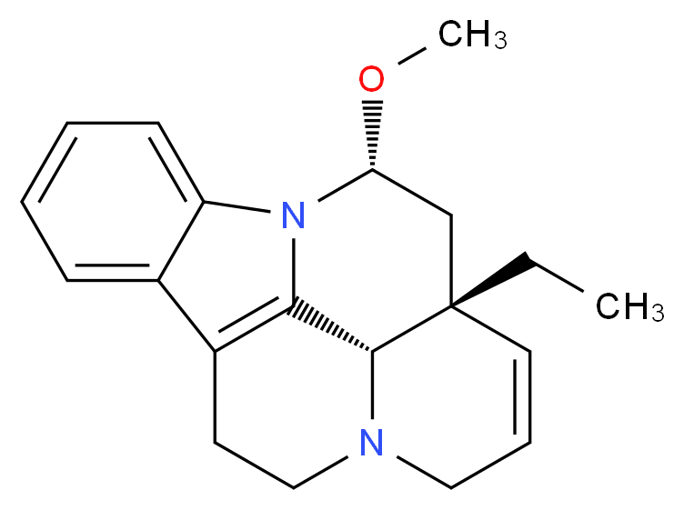 (15R,17R,19S)-15-ethyl-17-methoxy-1,11-diazapentacyclo[9.6.2.0<sup>2</sup>,<sup>7</sup>.0<sup>8</sup>,<sup>1</sup><sup>8</sup>.0<sup>1</sup><sup>5</sup>,<sup>1</sup><sup>9</sup>]nonadeca-2,4,6,8(18),13-pentaene_分子结构_CAS_112237-71-5