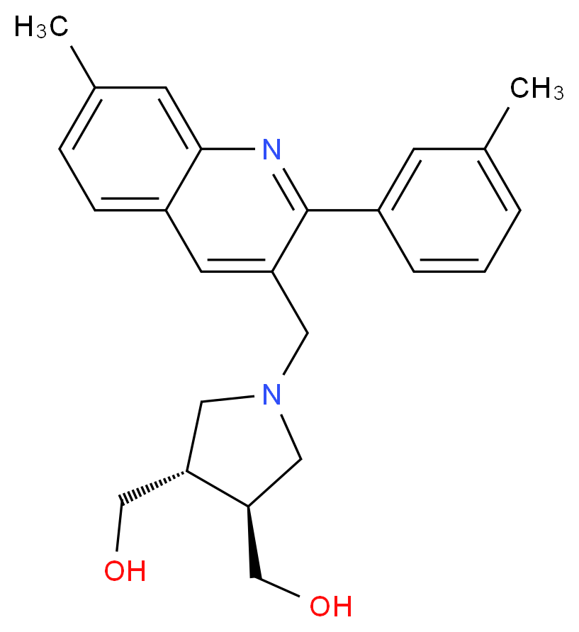 ((3S*,4S*)-1-{[7-methyl-2-(3-methylphenyl)-3-quinolinyl]methyl}-3,4-pyrrolidinediyl)dimethanol_分子结构_CAS_)