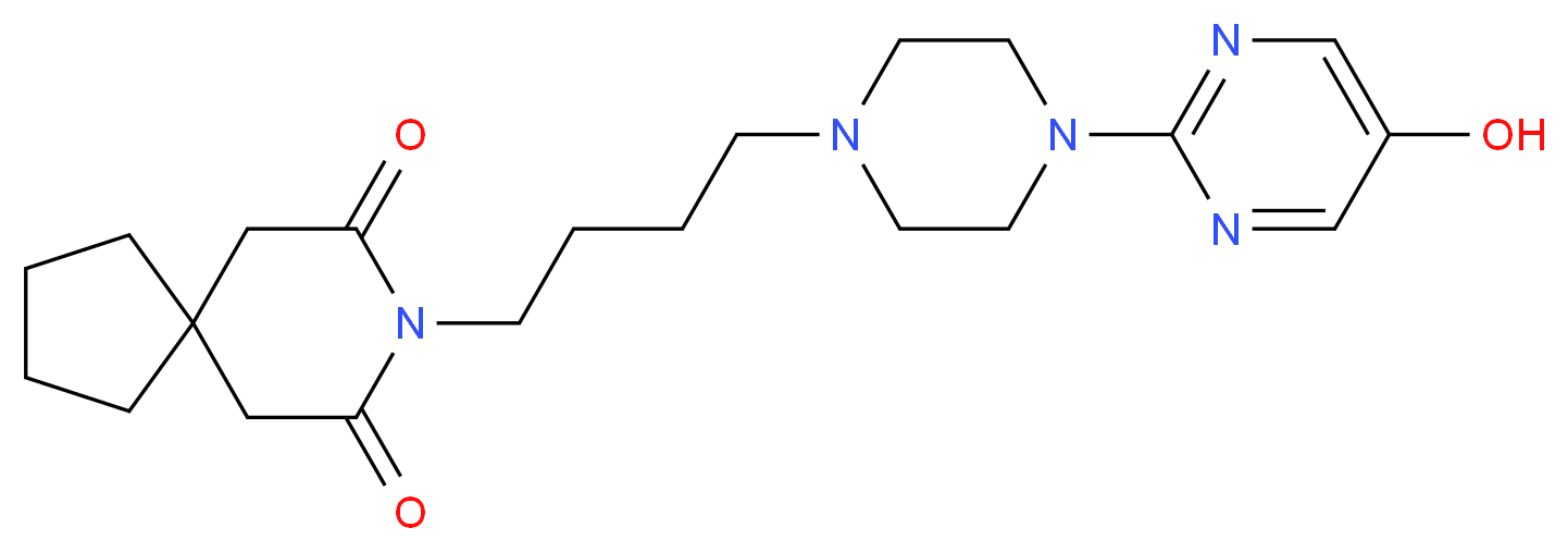 8-{4-[4-(5-hydroxypyrimidin-2-yl)piperazin-1-yl]butyl}-8-azaspiro[4.5]decane-7,9-dione_分子结构_CAS_105496-33-1