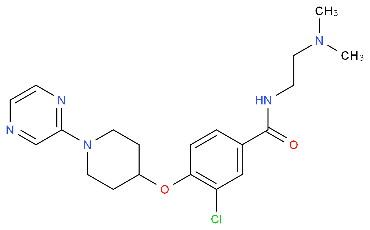 3-chloro-N-[2-(dimethylamino)ethyl]-4-[(1-pyrazin-2-ylpiperidin-4-yl)oxy]benzamide_分子结构_CAS_)