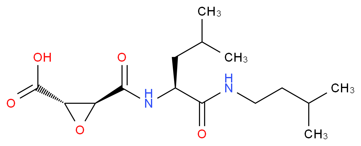 (2S,3S)-3-{[(1S)-3-methyl-1-[(3-methylbutyl)carbamoyl]butyl]carbamoyl}oxirane-2-carboxylic acid_分子结构_CAS_76684-89-4