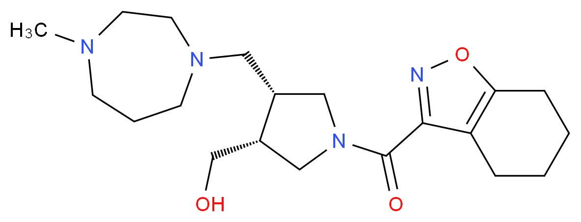 [(3R*,4R*)-4-[(4-methyl-1,4-diazepan-1-yl)methyl]-1-(4,5,6,7-tetrahydro-1,2-benzisoxazol-3-ylcarbonyl)pyrrolidin-3-yl]methanol_分子结构_CAS_)