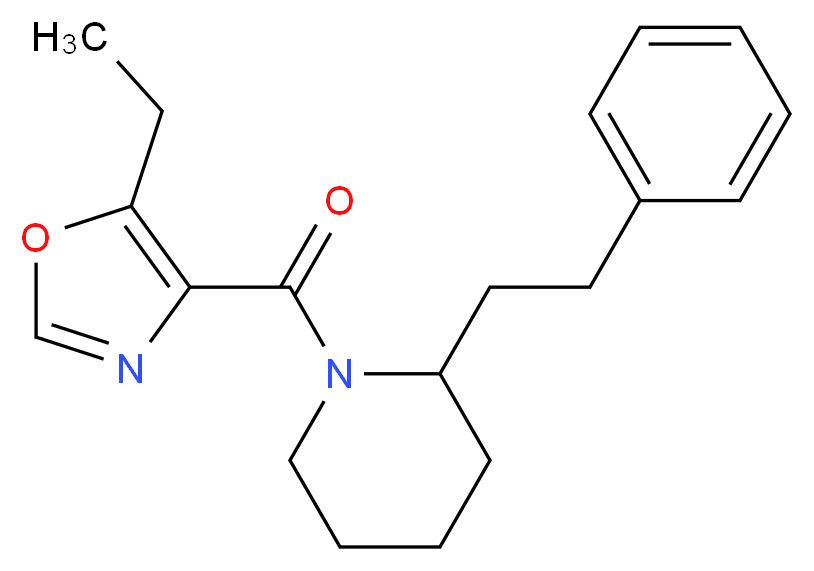 1-[(5-ethyl-1,3-oxazol-4-yl)carbonyl]-2-(2-phenylethyl)piperidine_分子结构_CAS_)