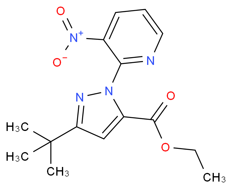 Ethyl 3-(tert-butyl)-1-(3-nitro-2-pyridinyl)-1H-pyrazole-5-carboxylate_分子结构_CAS_)