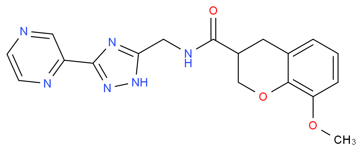 8-methoxy-N-[(3-pyrazin-2-yl-1H-1,2,4-triazol-5-yl)methyl]chromane-3-carboxamide_分子结构_CAS_)