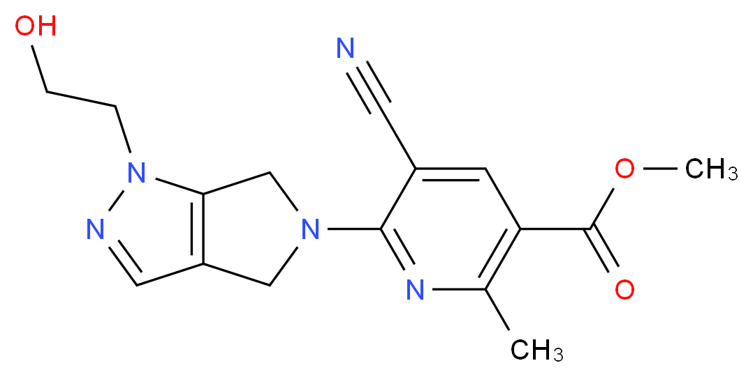 methyl 5-cyano-6-[1-(2-hydroxyethyl)-4,6-dihydropyrrolo[3,4-c]pyrazol-5(1H)-yl]-2-methylnicotinate_分子结构_CAS_)