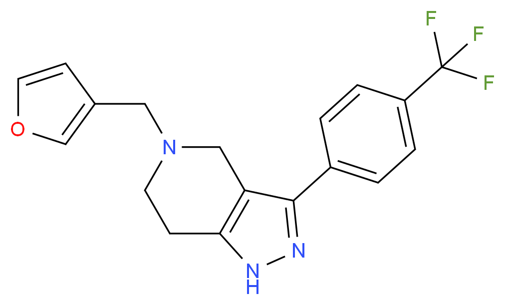 5-(3-furylmethyl)-3-[4-(trifluoromethyl)phenyl]-4,5,6,7-tetrahydro-1H-pyrazolo[4,3-c]pyridine_分子结构_CAS_)