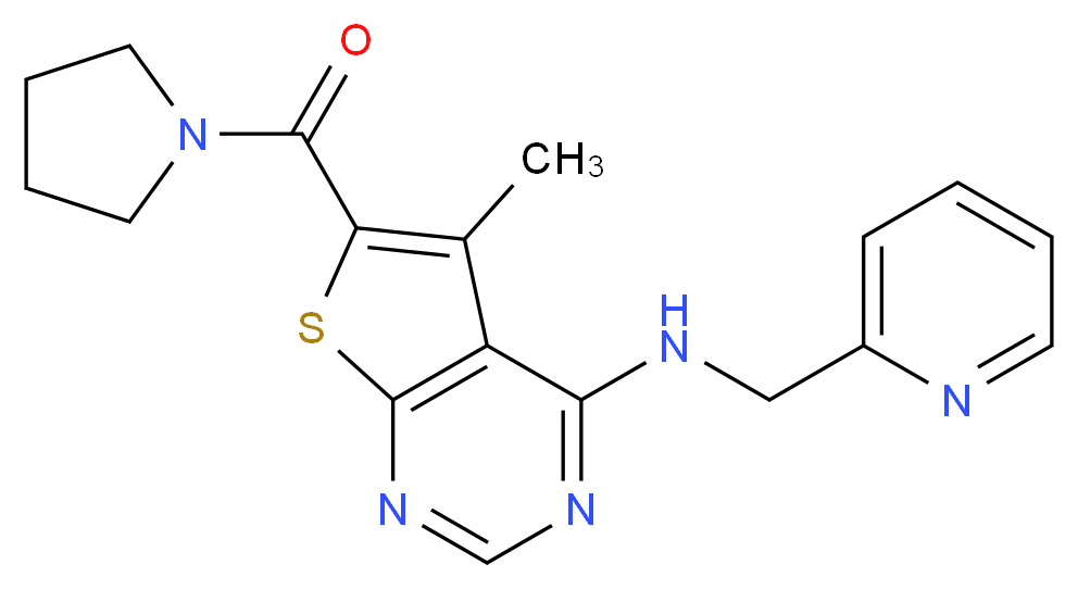 5-methyl-N-(2-pyridinylmethyl)-6-(1-pyrrolidinylcarbonyl)thieno[2,3-d]pyrimidin-4-amine_分子结构_CAS_)