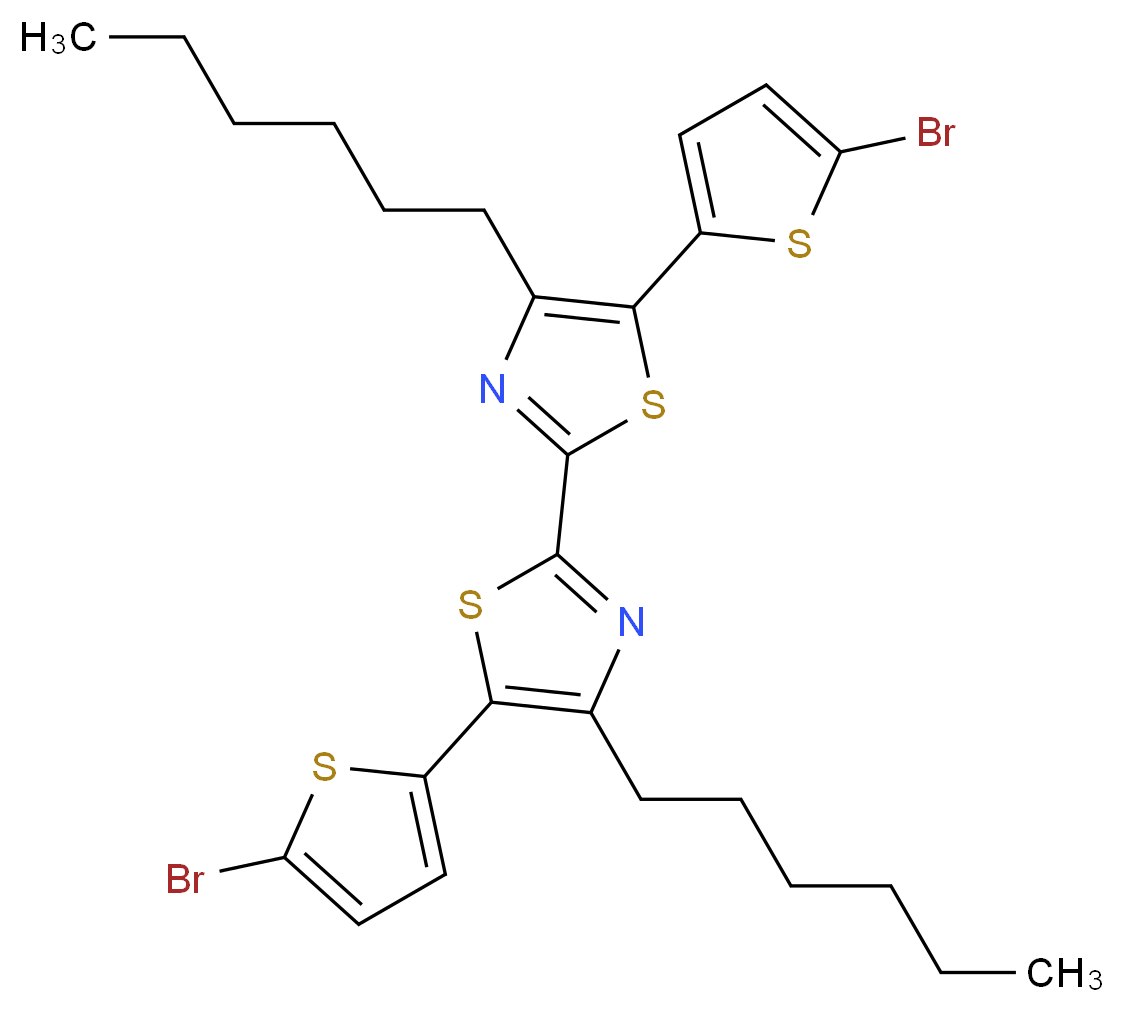 5,5'-Bis(5-broMothiophen-2-yl)-4,4'-dihexyl-2,2'-bithiazole_分子结构_CAS_853722-91-5)