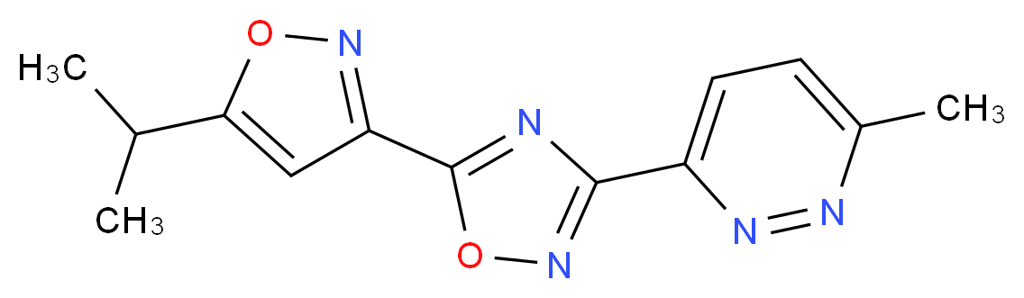 3-[5-(5-isopropyl-3-isoxazolyl)-1,2,4-oxadiazol-3-yl]-6-methylpyridazine_分子结构_CAS_)