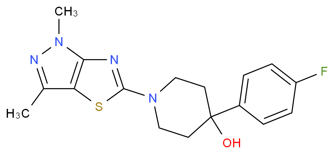 1-(1,3-dimethyl-1H-pyrazolo[3,4-d][1,3]thiazol-5-yl)-4-(4-fluorophenyl)piperidin-4-ol_分子结构_CAS_)