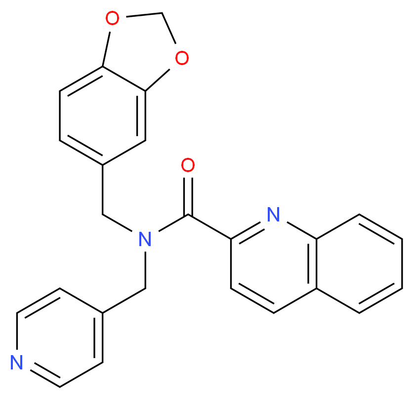 N-(1,3-benzodioxol-5-ylmethyl)-N-(4-pyridinylmethyl)-2-quinolinecarboxamide_分子结构_CAS_)