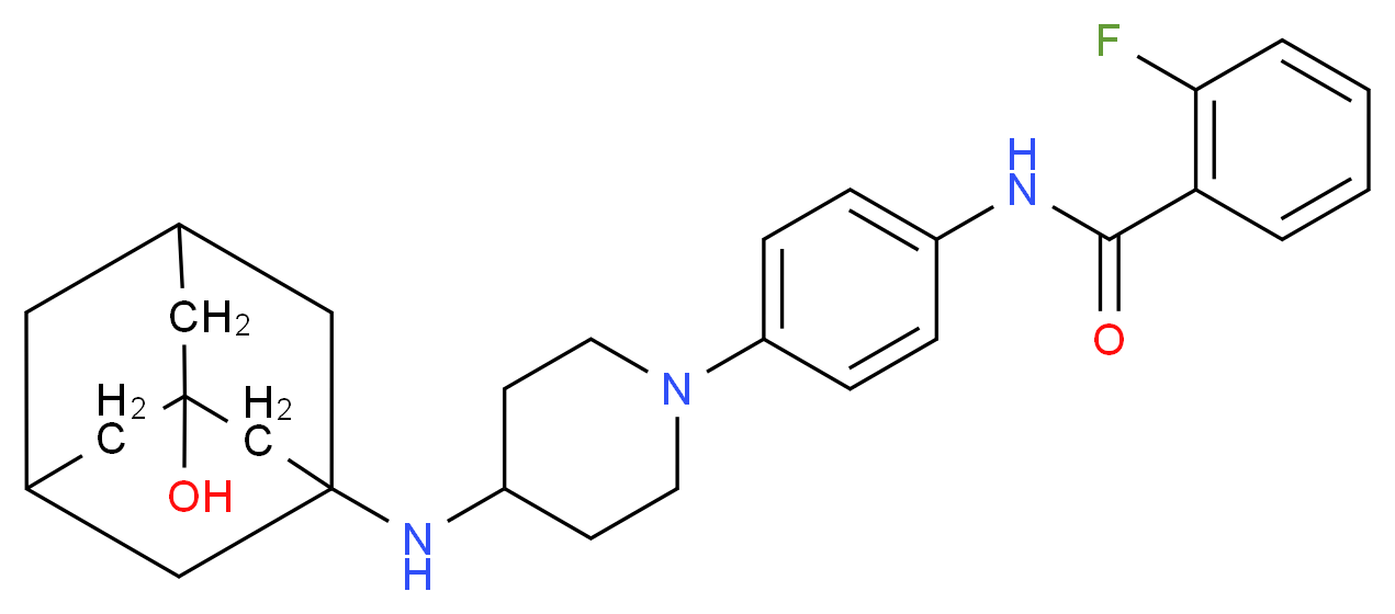 2-fluoro-N-(4-{4-[(3-hydroxy-1-adamantyl)amino]-1-piperidinyl}phenyl)benzamide_分子结构_CAS_)
