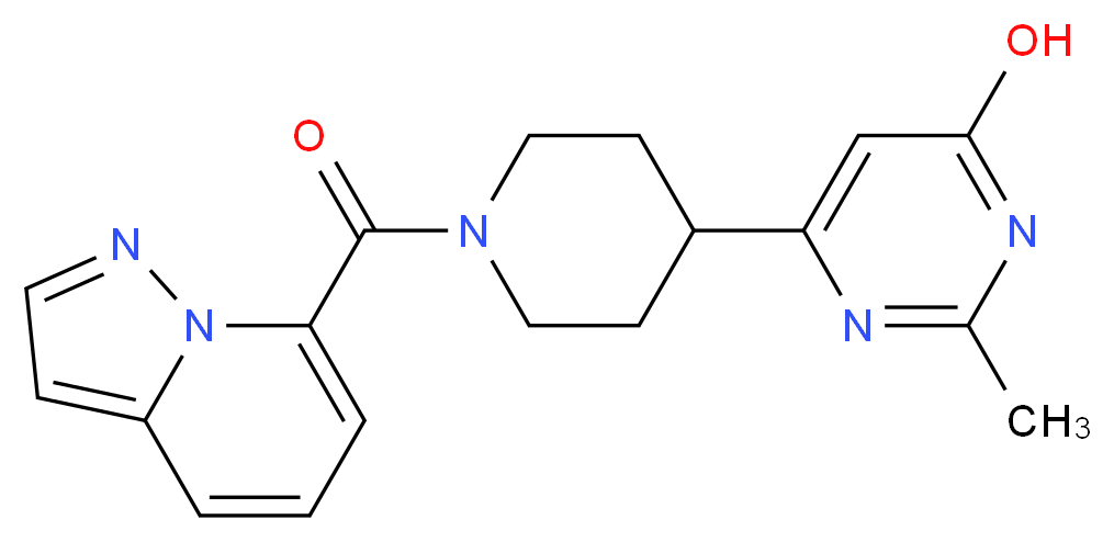 2-methyl-6-[1-(pyrazolo[1,5-a]pyridin-7-ylcarbonyl)piperidin-4-yl]pyrimidin-4-ol_分子结构_CAS_)