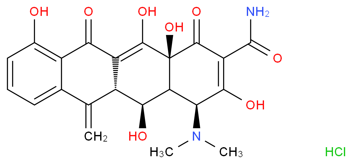 (4S,4aR,5S,5aR,12aS)-4-(dimethylamino)-3,5,10,12,12a-pentahydroxy-6-methylidene-1,11-dioxo-1,4,4a,5,5a,6,11,12a-octahydrotetracene-2-carboxamide hydrochloride_分子结构_CAS_3963-95-9