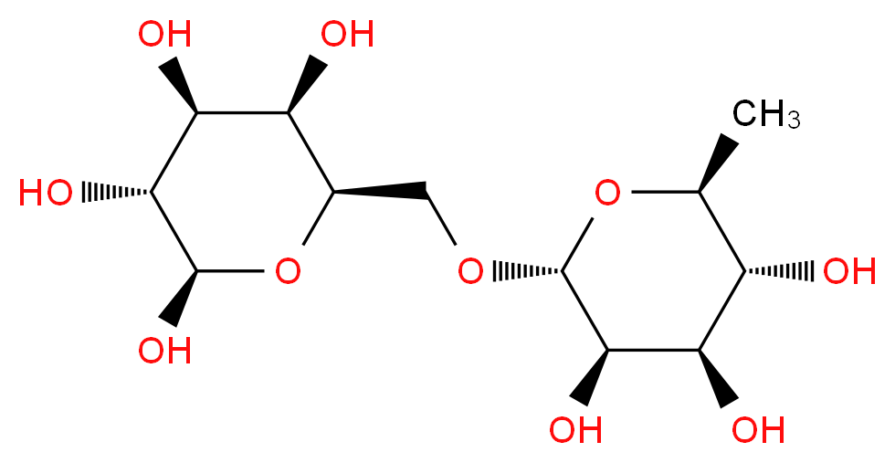 (2R,3R,4S,5R,6R)-6-({[(2R,3R,4R,5R,6S)-3,4,5-trihydroxy-6-methyloxan-2-yl]oxy}methyl)oxane-2,3,4,5-tetrol_分子结构_CAS_552-74-9