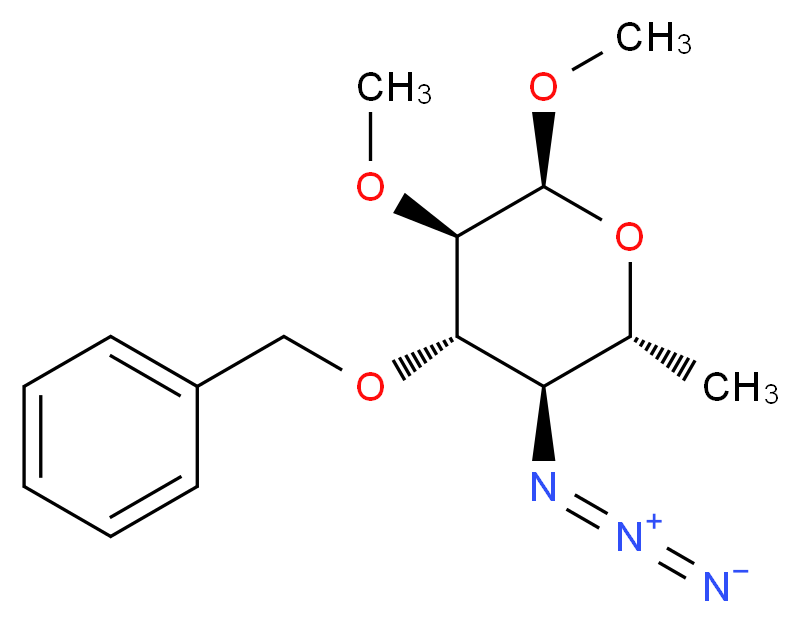 (2R,3R,4S,5R,6S)-3-azido-4-(benzyloxy)-5,6-dimethoxy-2-methyloxane_分子结构_CAS_861819-28-5