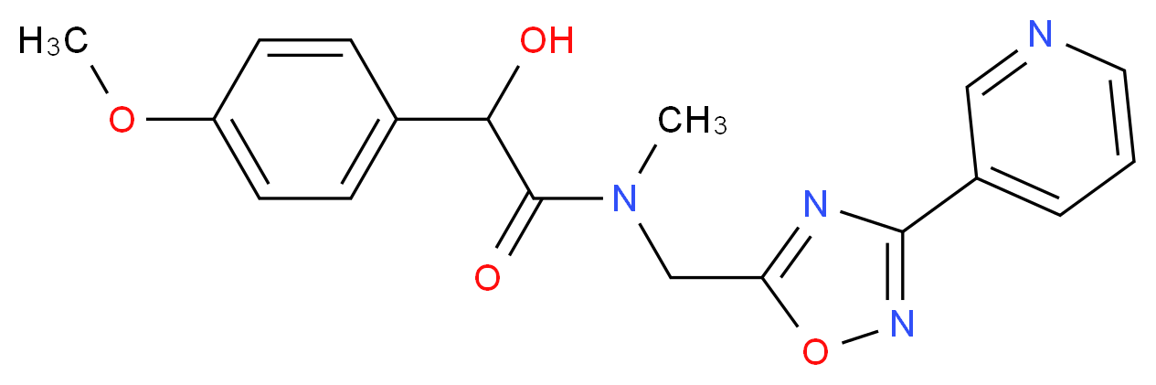 2-hydroxy-2-(4-methoxyphenyl)-N-methyl-N-{[3-(3-pyridinyl)-1,2,4-oxadiazol-5-yl]methyl}acetamide_分子结构_CAS_)